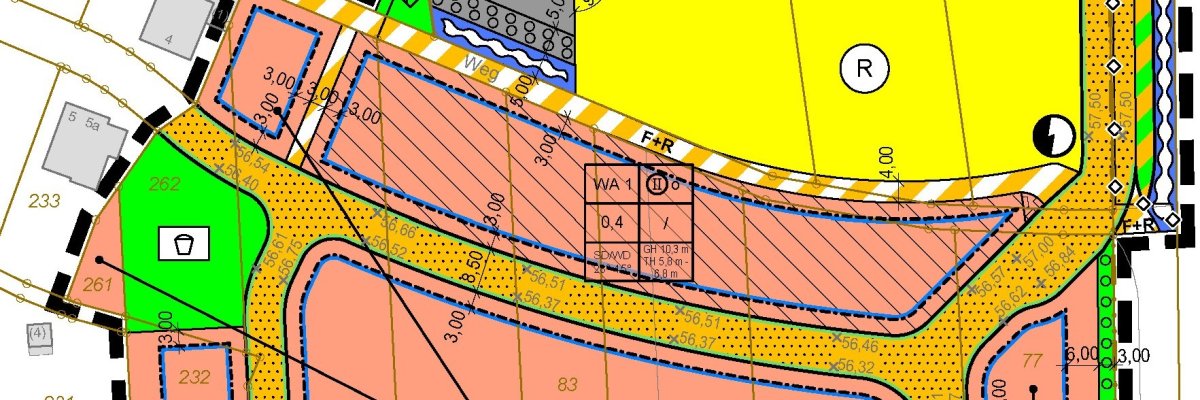 symbolhafter Ausschnitt aus einem Bebauungsplan 