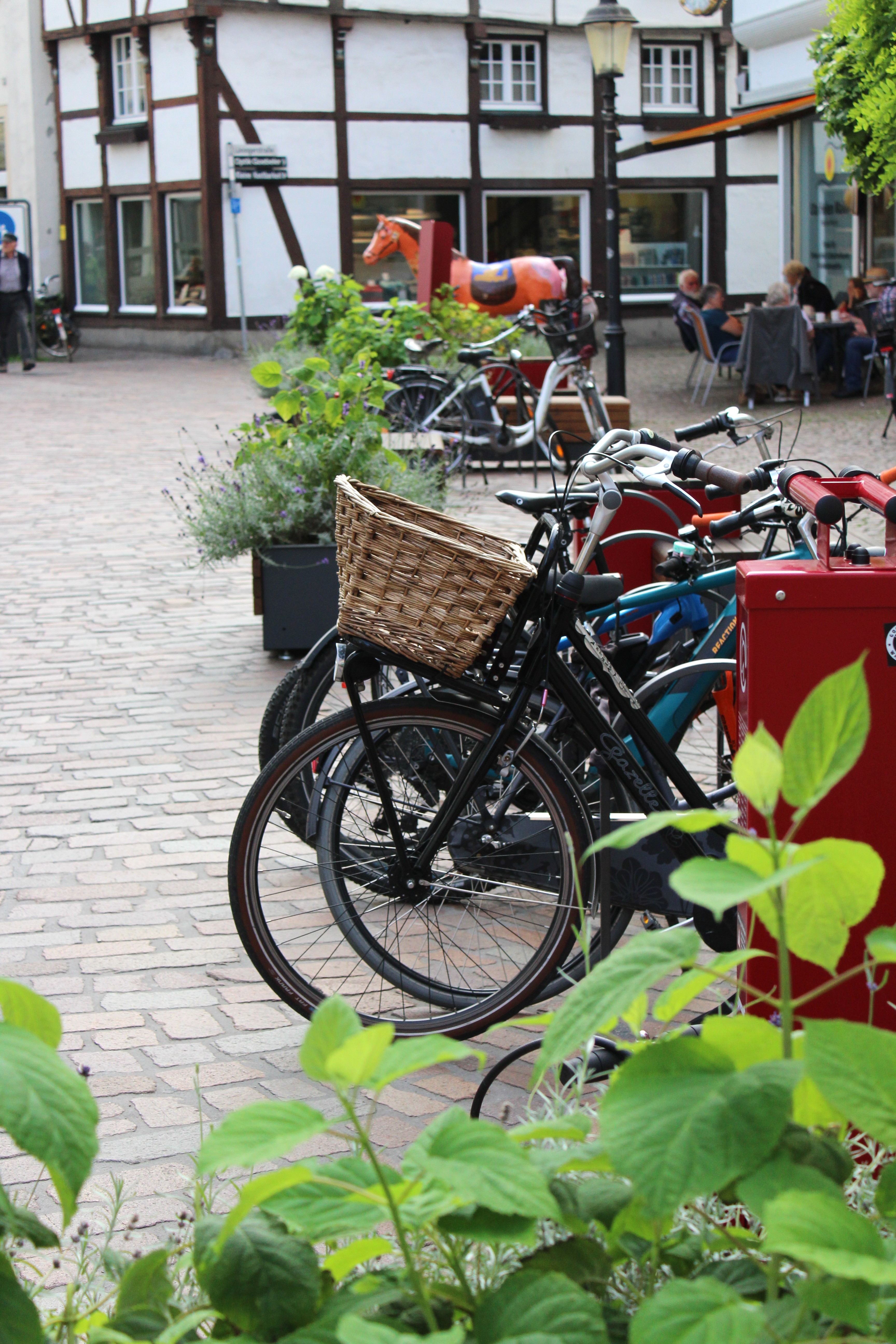 Zu sehen sind abgestellte Fahrräder in der Emsstraße