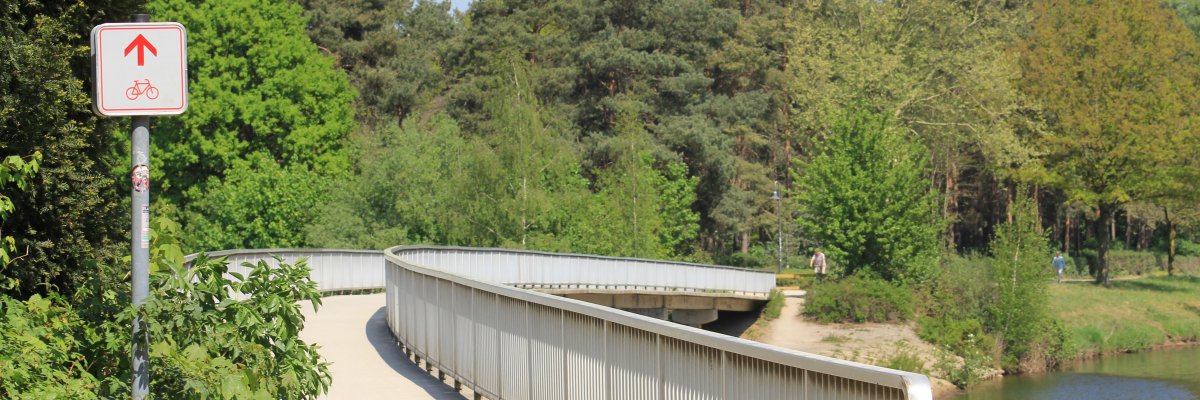 Brücke Emsradweg mit Radwegweiser