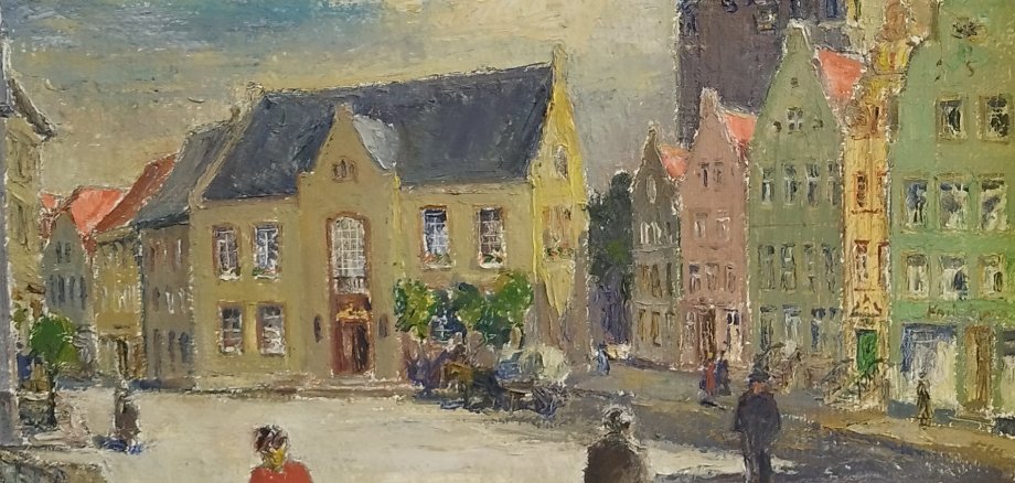 Elly Grützner „Marktplatz in Warendorf um 1950“ Elly Grützner „Marktplatz in Warendorf um 1950“