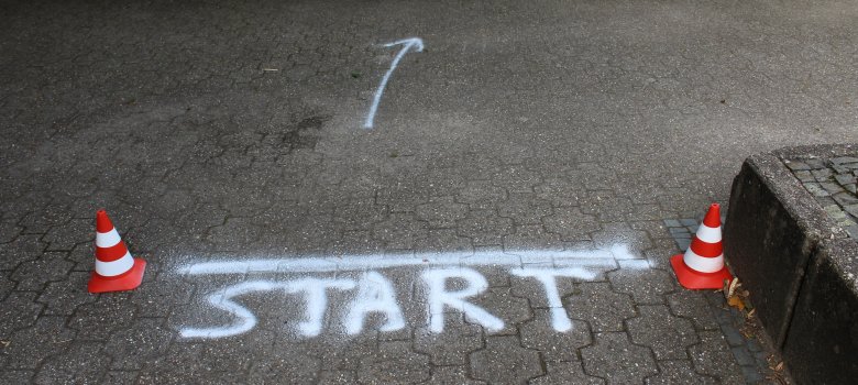 Hier ist die Startmarkierung des Pedelectrainings zu sehen